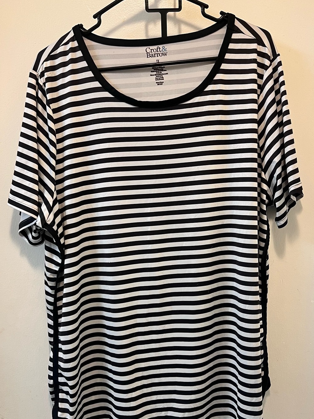 croft & barrow Black and White Striped Short-Sleeve Tee